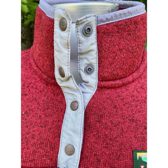 LL Bean Heathered Red 1/4 Snap Sweater Fleece Pullover Size Large MSRP $89 - Picture 3 of 10